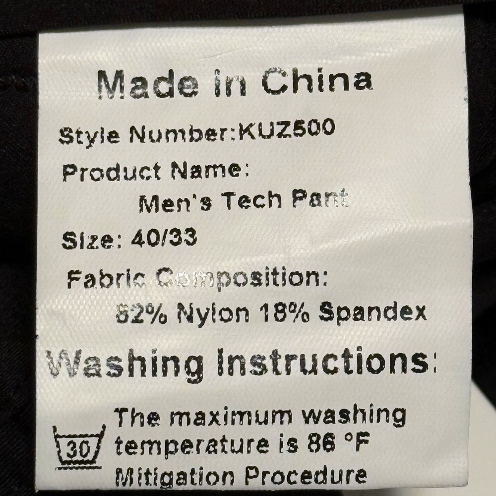 Boston Scott Golf Men's Golf Tech Pants Black Casual Golf Size 40/33 - Picture 6 of 8